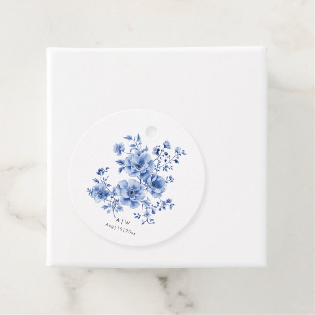 Étiquettes Cadeau Aquarelle Chinoiserie florale (En situation)