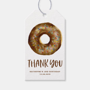 Étiquettes-cadeau Aquarelle Chocolat Saupoudrer de Merci de Donut