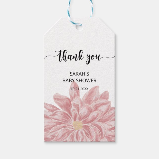 Étiquettes-cadeau Aquarelle Chrysanthemum Baby shower merci (Devant)
