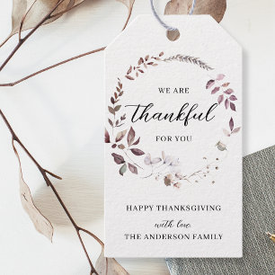 Étiquettes-cadeau Aquarelle Chute Thanksgiving Merci pour vous