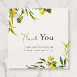Étiquettes Cadeau Aquarelle Citron Citrus Vert Mariage Remerciements