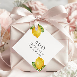 Étiquettes Cadeau Aquarelle Citrons Citrus Merci Mariage moderne