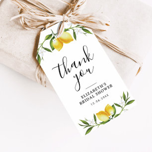 Étiquettes-cadeau aquarelle citrons verdure douche nuptiale