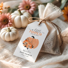 Étiquettes-cadeau Aquarelle Citrouille & Florals Baby shower Favoris