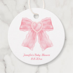 Étiquettes Cadeau aquarelle coeur rose arc fille baby shower