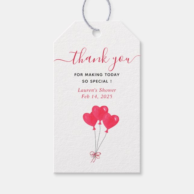 Étiquettes-cadeau Aquarelle Coeurs Merci de douche nuptiale (Devant)