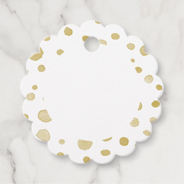 Étiquettes Cadeau Aquarelle Confetti safran Points Favoriser les éti (Devant)