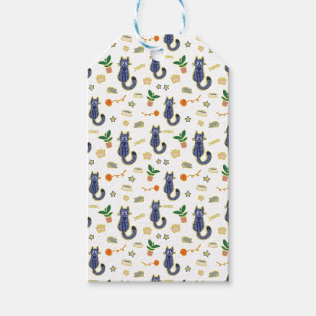 Étiquettes-cadeau Aquarelle Cute Chats Motif (Devant)