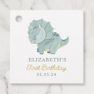 Étiquettes Cadeau Aquarelle Cute Dino Anniversaire