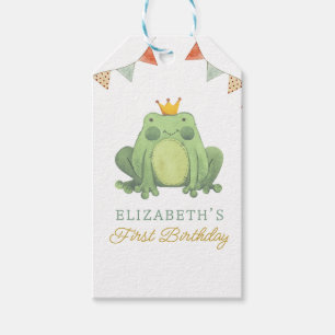 Étiquettes-cadeau Aquarelle Cute Frog Premier anniversaire
