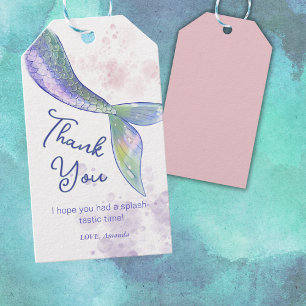 Étiquettes-cadeau Aquarelle Cute Merci de la queue de sirène