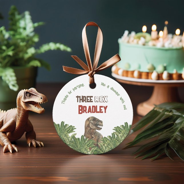 Étiquettes Cadeau Aquarelle d'anniversaire de trois Rex (Créateur téléchargé)