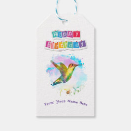 Étiquettes-cadeau Aquarelle d'anniversaire joyeuse personnalisée