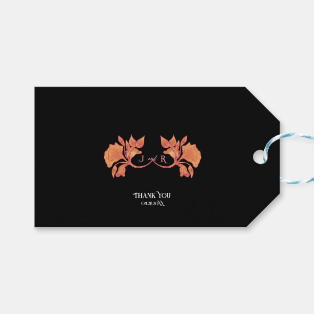 Étiquettes-cadeau Aquarelle d'automne Art nouveau Mariage (Devant (Horizontal))