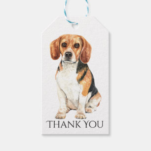 Étiquettes-cadeau Aquarelle de chien chic mignon Beagle Merci