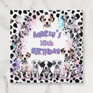 Étiquettes Cadeau Aquarelle de chiot dalmate pour fille Anniversaire