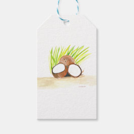 Étiquettes-cadeau Aquarelle de fruits de coco Nourriture tropicale N