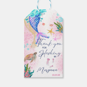 Étiquettes-cadeau Aquarelle de la queue de sirène Anniversaire sous