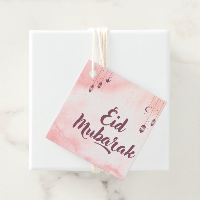 Étiquettes Cadeau Aquarelle de l'Aïd Moubarak (En situation)