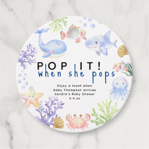 Étiquettes Cadeau Aquarelle des animaux de l'océan - pop! quand elle