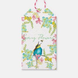 Étiquettes-cadeau Aquarelle des fleurs de printemps