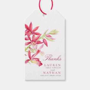 Étiquettes-cadeau Aquarelle d'orchidée rouge faveur de mariage botan