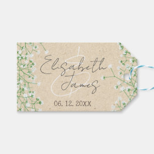 Étiquettes-cadeau Aquarelle du souffle du bébé Floral Rustique Boho