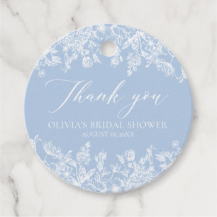 Étiquettes Cadeau Aquarelle Dusty Fête des mariées bleu Merci