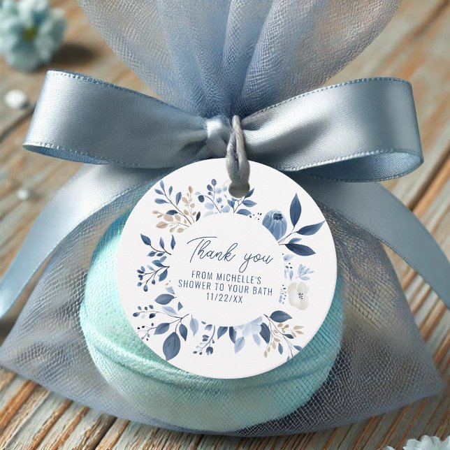 Étiquettes Cadeau Aquarelle Dusty Fête des mariées Bombe (Dusty blue floral bridal shower bath bomb favor)