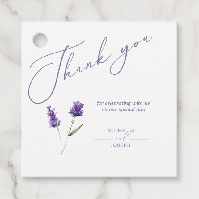 Étiquettes Cadeau Aquarelle élégante Lavender Bliss (Devant)