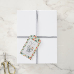 Étiquettes-cadeau Aquarelle éléphant merci fête d'anniversaire