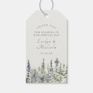 Étiquettes-cadeau Aquarelle en bois grand À feuillage persistant Arb
