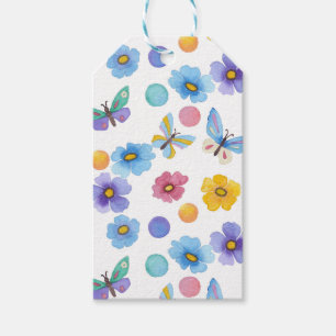 Étiquettes-cadeau Aquarelle enfants papillon fleurs motif