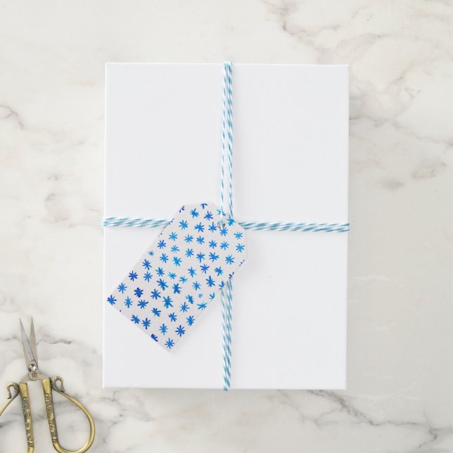Étiquettes-cadeau Aquarelle étoilée - bleu (With Twine)
