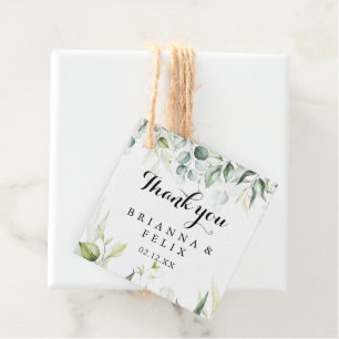 Étiquettes Cadeau Aquarelle Eucalyptus Mariage de verdure