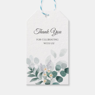 Étiquettes-cadeau Aquarelle eucalyptus verdure mariage merci