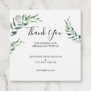 Étiquettes Cadeau Aquarelle feuille Merci marque de mariage