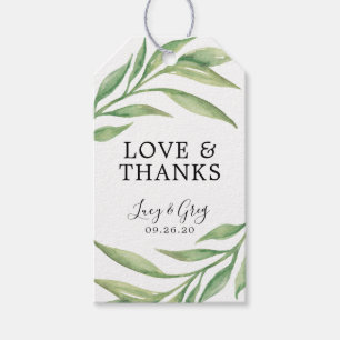 Étiquettes-cadeau Aquarelle Feuilles botaniques   MERCI MARIAGE