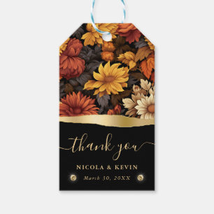 Étiquettes-cadeau Aquarelle Feuilles d'Automne Mariage Orange Brun