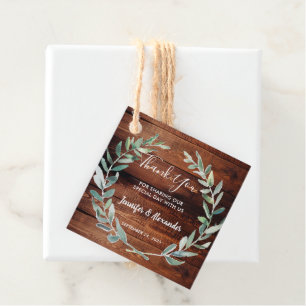 Étiquettes Cadeau Aquarelle feuilles d'olive bois Mariage Merci