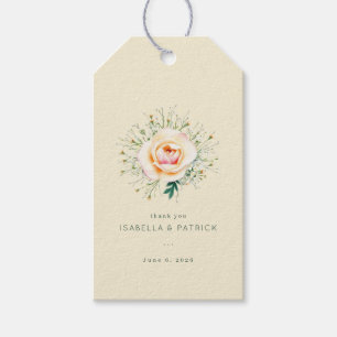 Étiquettes-cadeau Aquarelle Fleurie Crème Romantique