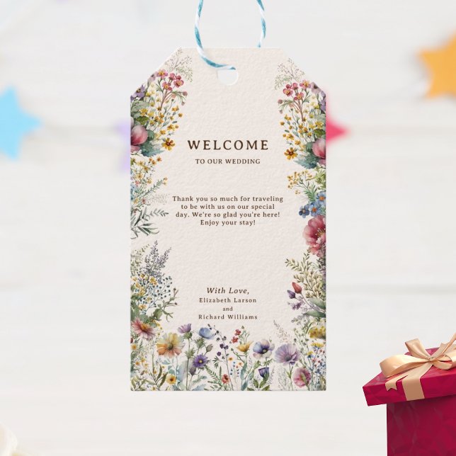 Étiquettes-cadeau Aquarelle fleurie Fleur sauvage couleur budget (Créateur téléchargé)