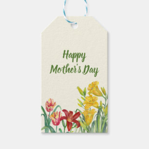 Étiquettes-cadeau Aquarelle Fleurs d'été Fête des mères