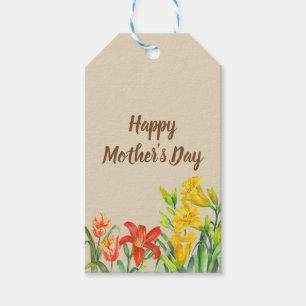 Étiquettes-cadeau Aquarelle Fleurs d'été Fête des mères