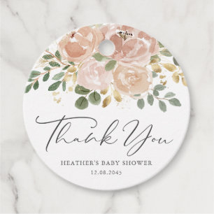 Étiquettes Cadeau Aquarelle Fleurs Mauve Baby shower Merci