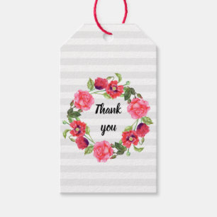 Étiquettes-cadeau Aquarelle Fleurs rouges et roses Conception de cou