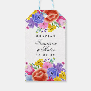 Étiquettes-cadeau Aquarelle Floral espagnol Fiesta Mariage Merci