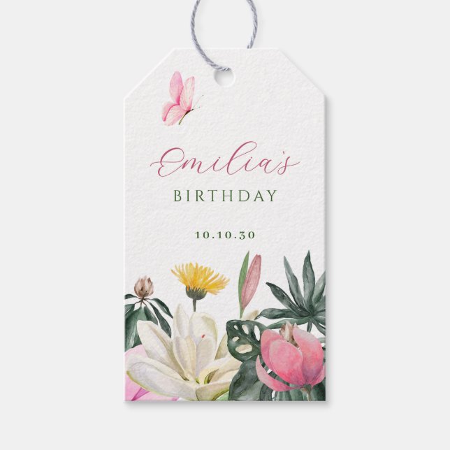 Étiquettes-cadeau Aquarelle florale (Devant)