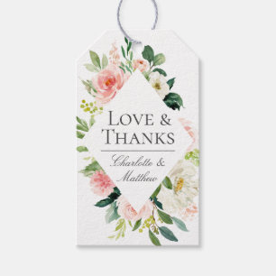 Étiquettes-cadeau Aquarelle florale Blush Merci Favoriser