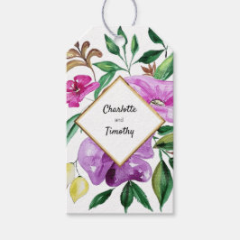 Étiquettes-cadeau Aquarelle florale fraîche d'été Monogramme